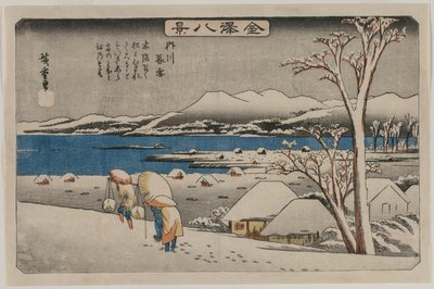 Neve serale a Uchikawa dalla serie Otto vedute di Kanazawa da Ando Hiroshige
