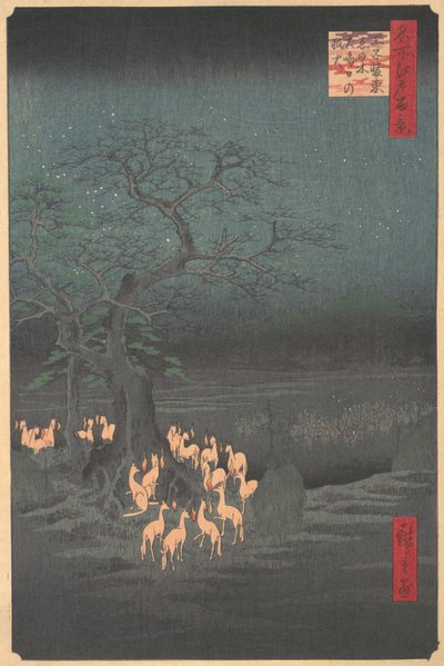 Volpi che si incontrano a Oji, 1857 da Ando Hiroshige