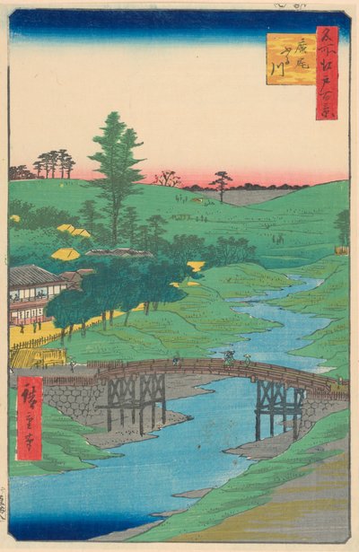 Fiume Furukawa, Hiroo, (Furukawa Hiroo) dalla serie Cento famosi vedute di Edo da Ando Hiroshige