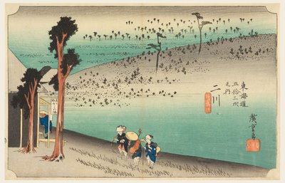 Casa da tè di Futagawa, nelle Cinquantatré stazioni della strada Tokaido (Tokaido Gojusan Tsugi-no Uchi) da Ando Hiroshige