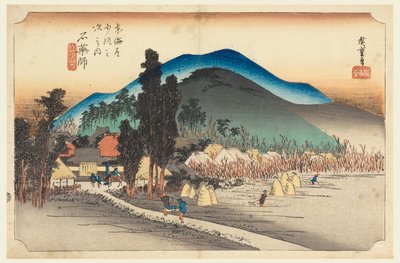 Tempio di Ishiyakushi, nelle Cinquantatré stazioni della strada Tokaido (Tokaido Gojusan Tsugi-no Uchi) da Ando Hiroshige