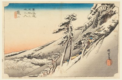 Kameyama, Scena di Neve, nelle Cinquantatré Stazioni della Strada Tokaido da Ando Hiroshige