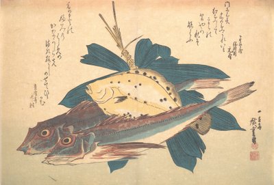 Kanagashira e pesce Karei, dalla serie Uozukushi Ogni varietà di pesce, 1830 da Ando Hiroshige