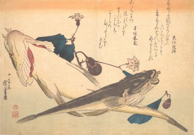 Pesce Kochi con melanzane, dalla serie Uozukushi Ogni varietà di pesce, 1830s da Ando Hiroshige