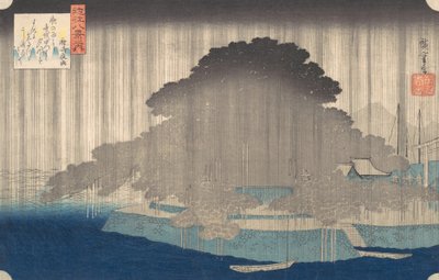 Pioggia notturna a Karasaki, dalla serie Otto vedute di O-mi, ca. 1835 da Ando Hiroshige