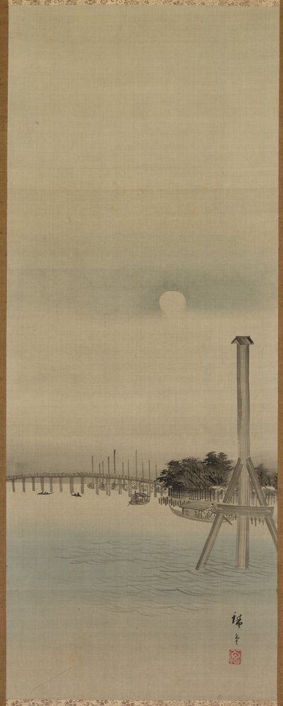 Scena notturna sul fiume Sumida, 1800 da Ando Hiroshige