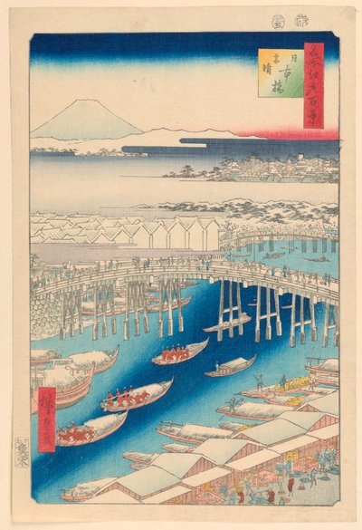 Nihonbashi, Schiarita dopo la Neve (Nihon-bashi, yuki-bare) Dalla Serie Cento Famosi Vedute di Edo da Ando Hiroshige