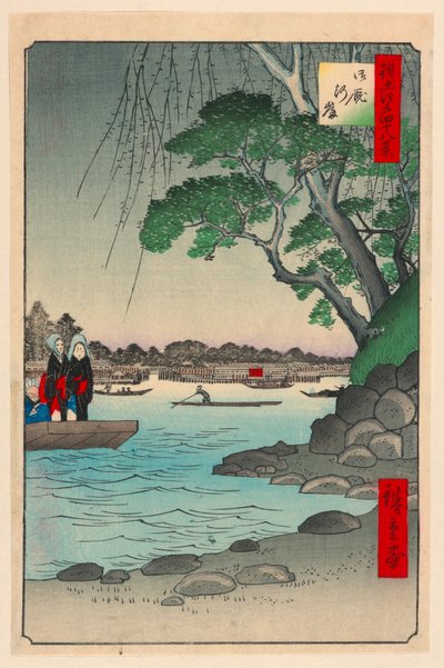 Riva del fiume Omnaya (Omnya-Gashi) dalla serie Cento famose vedute di Edo da Ando Hiroshige