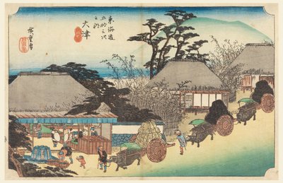 Fontana della casa da tè di Otsu, nelle Cinquantatré stazioni della strada Tokaido (Tokaido Gojusan Tsugi-no Uchi) da Ando Hiroshige