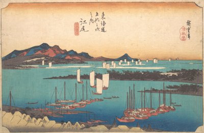 Panorama del bosco di pini Miwo da Ejiri, 1834 da Ando Hiroshige
