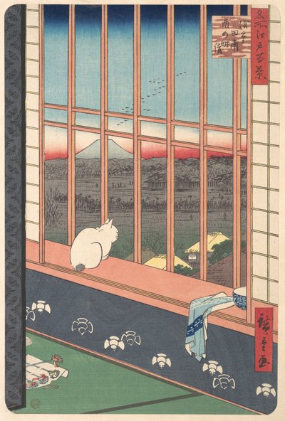 Festaioli tornati dal festival Tori no Machi ad Asakusa, dalla serie Cento..., 1857 da Ando Hiroshige
