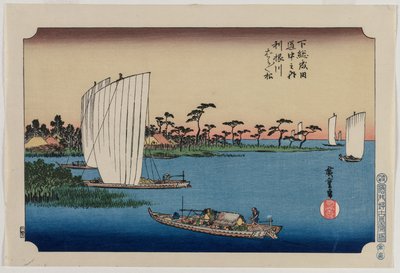 Pini sparsi lungo il fiume Tone, pubblicato nel 1919 da Ando Hiroshige