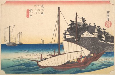 Stazione Quarantatré: Kuwana, traghetto di sette ri al porto, dalle Cinquantatré Stazioni da Ando Hiroshige