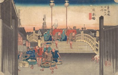 Stazioni Uno: Veduta mattutina di Nihonbashi, ca. 1833-34 da Ando Hiroshige