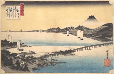 Bagliore del tramonto a Seta, dalla serie Otto vedute della provincia di Omi, 1834-35 da Ando Hiroshige