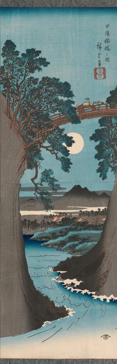 Il ponte delle scimmie nella provincia di Kai, ca. 1841-42 da Ando Hiroshige