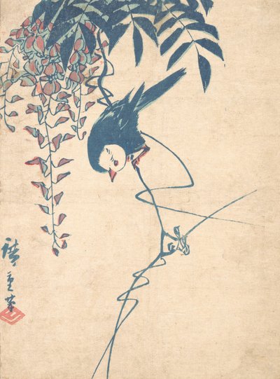 Glicine e uccello dalla testa bianca da Ando Hiroshige