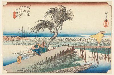 Yokkaichi, scena fluviale, nella serie Le cinquantatré stazioni della strada Tokaido (Tokaido Gojusan Tsugi-no Uchi) da Ando Hiroshige