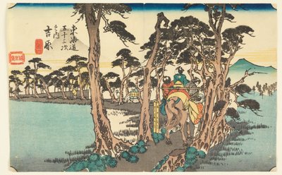 Yoshiwara. Hidari Fuji (Yoshiwara con il Monte Fuji), da Tokaido Gojusan Tsugi-na Uchi (Le cinquantatré stazioni del Tokaido) da Ando Hiroshige