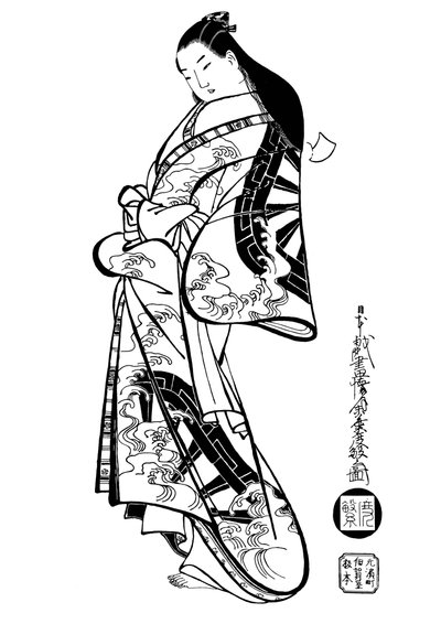 Una donna con i capelli sciolti, 1700 da Ando Kaigetsudo