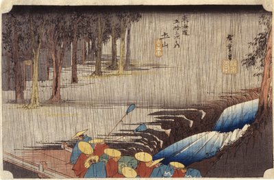 Figure su un ponte sotto la pioggia da Ando or Utagawa Hiroshige
