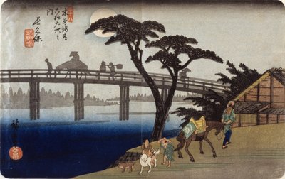 (Silhouette grigie sul ponte) da Ando or Utagawa Hiroshige