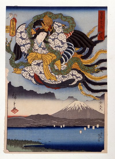 Amaterasu la dea del Sole sul Monte Fuji da Ando or Utagawa Hiroshige