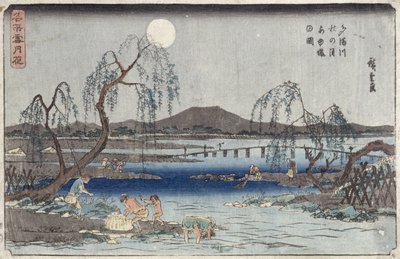 Pesca al chiaro di luna sul fiume Tama, dalla serie 