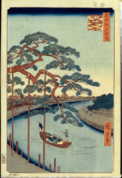 Cento vedute famose di Edo: Cinque pini e il canale Onagi da Ando or Utagawa Hiroshige
