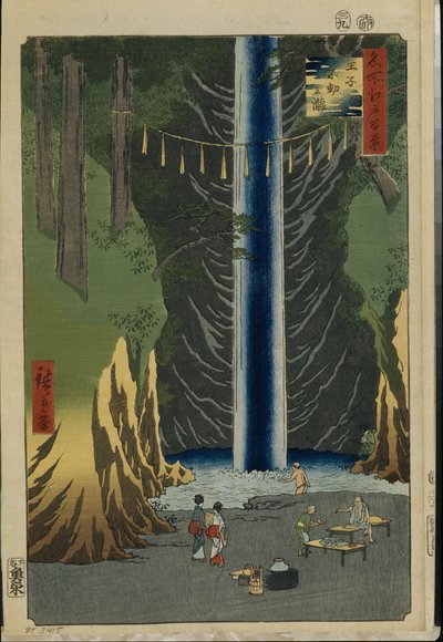 Cento vedute famose di Edo: Cascate di Fudo a Oji da Ando or Utagawa Hiroshige