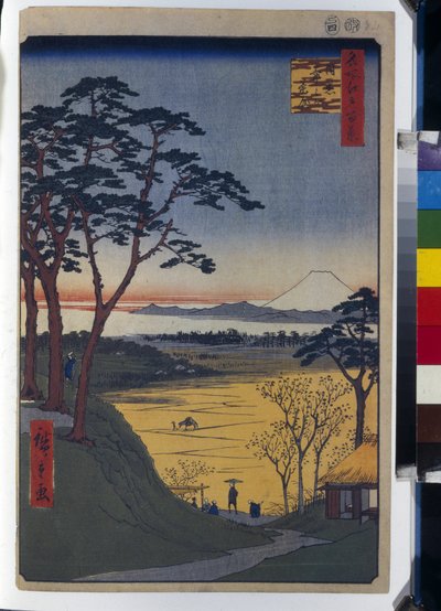 Cento vedute famose di Edo: La casa da tè del nonno a Meguro da Ando or Utagawa Hiroshige