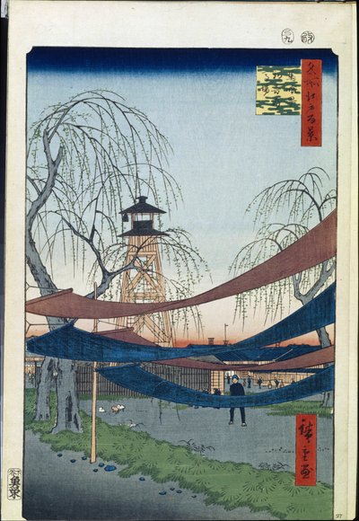 Cento vedute famose di Edo: Campo di equitazione di Hatsune a Bakuro-cho da Ando or Utagawa Hiroshige