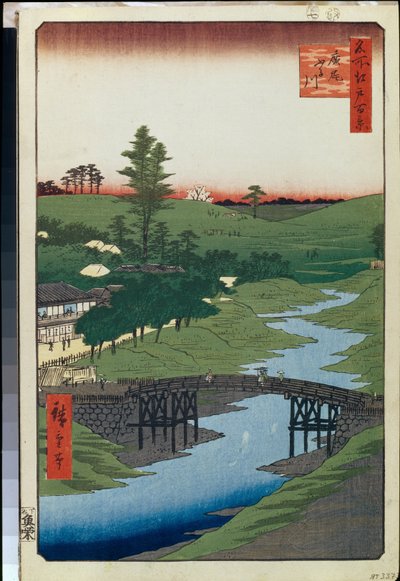 Cento vedute famose di Edo: Hiroo sul fiume Furukawa da Ando or Utagawa Hiroshige