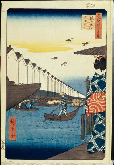 Cento vedute famose di Edo: Yoroi no watashi Koami-cho da Ando or Utagawa Hiroshige