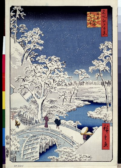Collina Yuhi e il ponte a tamburo a Meguro (Cento vedute famose di Edo) da Ando or Utagawa Hiroshige