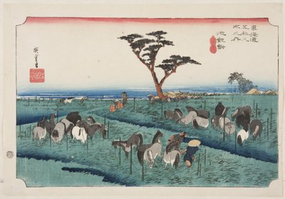 Chiry?: Fiera dei cavalli di inizio estate da Ando or Utagawa Hiroshige