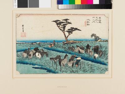 Chiryū: Fiera del cavallo di inizio estate da Ando or Utagawa Hiroshige