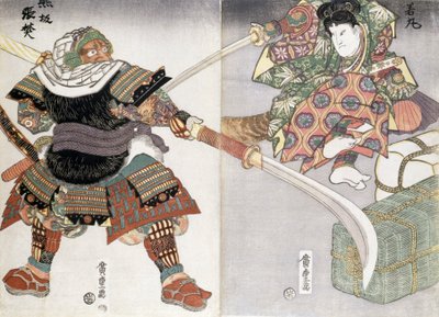 Dittico di un duello con la spada, XIX secolo da Ando or Utagawa Hiroshige