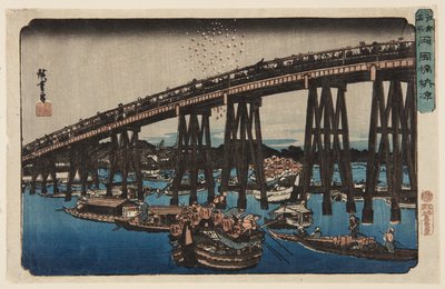 Godendo la frescura serale al ponte Ryōgoku da Ando or Utagawa Hiroshige