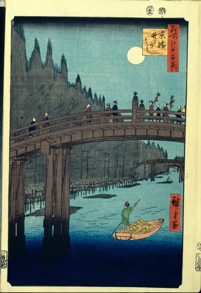 Il molo di bambù presso il ponte Kyobashi da Ando or Utagawa Hiroshige