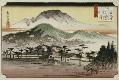 Campana della sera al tempio di Mii, dalla serie "Otto vedute del lago Biewa" da Ando or Utagawa Hiroshige