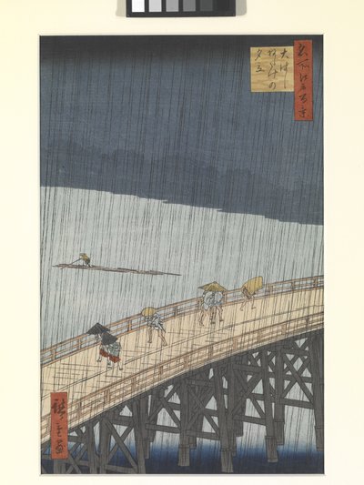 Pioggia serale sul grande ponte e Atake da Ando or Utagawa Hiroshige