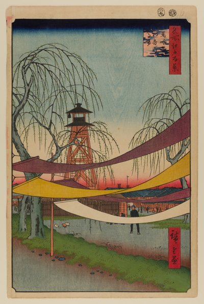 Campo di equitazione Hatsune, Bakuro-cho da Ando or Utagawa Hiroshige