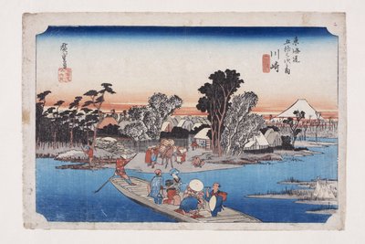Kawasaki: Il traghetto di Rokug? da Ando or Utagawa Hiroshige