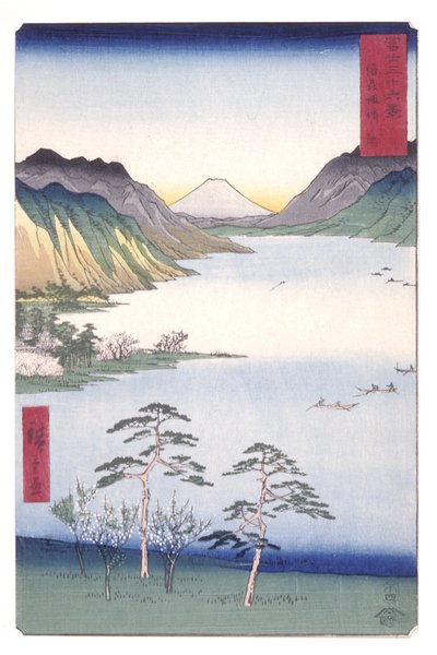 Lago Suwa nella provincia di Shinano (Shinano Suwa No Ko) da Ando or Utagawa Hiroshige