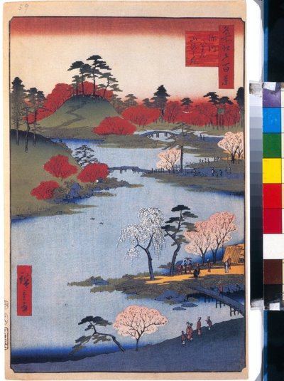 Il giardino del tempio Hachiman a Fukagawa da Ando or Utagawa Hiroshige