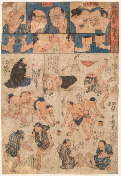 Movimenti di allenamento dei lottatori di sumo da Ando or Utagawa Hiroshige