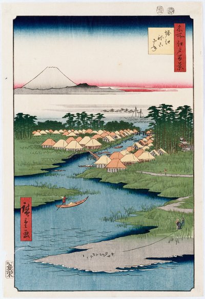 Nekozane a Horikiri, dalla serie "Cento vedute di luoghi famosi di Edo" da Ando or Utagawa Hiroshige