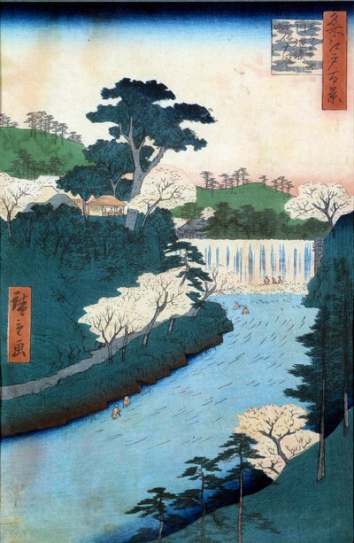 Cento famose vedute di Edo: diga del fiume Otonashioji da Ando or Utagawa Hiroshige