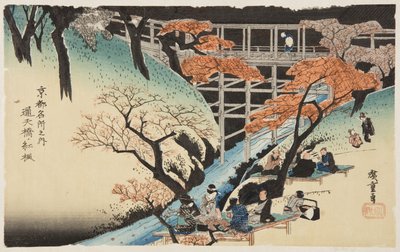 Alberi di acero rosso al ponte Tsutenkyo da Ando or Utagawa Hiroshige